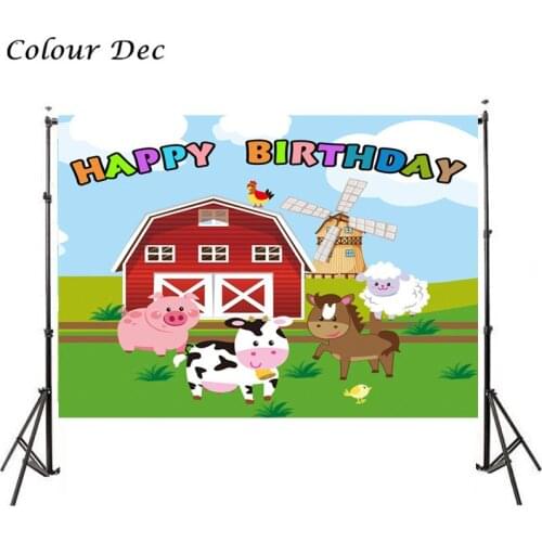 125x70cm Farm Theme Photography Backdrop cow Animals Barnyard HouseKids Birthday Party Decoration Favor Background Photo Studio