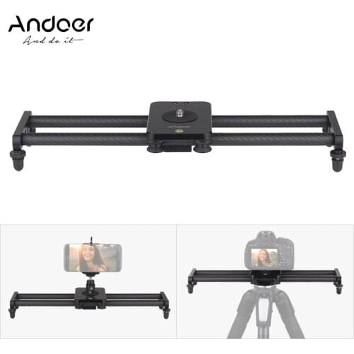 Photography Andoer 15inch Stabilizer Carbon Fiber Camera Video Track Slider+Mini Ballhead Phone Clamp for DSLR Camera Camcorder