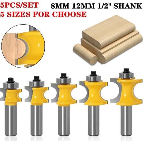 5pcs/set 8mm Shank Bullnose Wood Router Bit Milling Cutters For Wood C3 Carbide Woodworking Engraving Cutter Tools Cheap Price