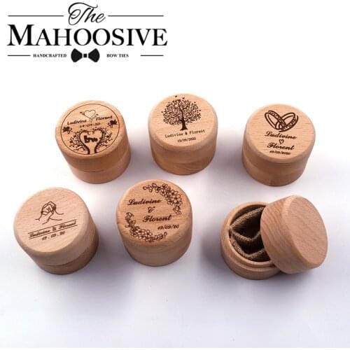 Personalized Rustic Wedding Wooden Ring Box Jewelry Trinket Storage Container Holder Custom Rings Bearer Blank DIY