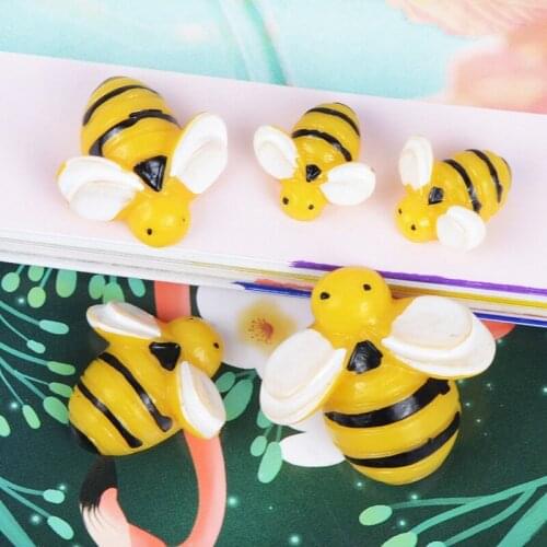 Kawaii Imitation Animal Bee Shape Resin Cabochons Ornament Accessories 10pcs 13mm 19mm 25mm Flatback Cameo Beads Garment DIY