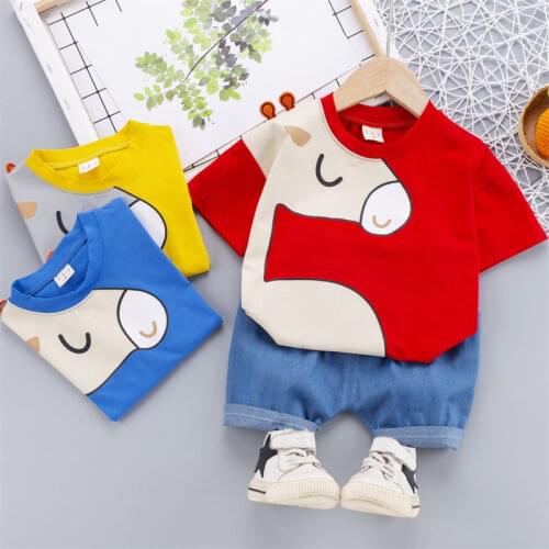 Kids Clothes Suit Summer Children Boy Girl Patchwork T Shirt Shorts 2Pcs/sets Baby Toddler Clothing Infant Sportswear 0-4 Years