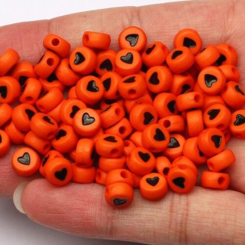100-500pcs Round Orange Acrylic Spacer Beads 4x7mm Loose Spacer Beads For DIY Jewelry Making Charm Necklace Bracelet Accessories