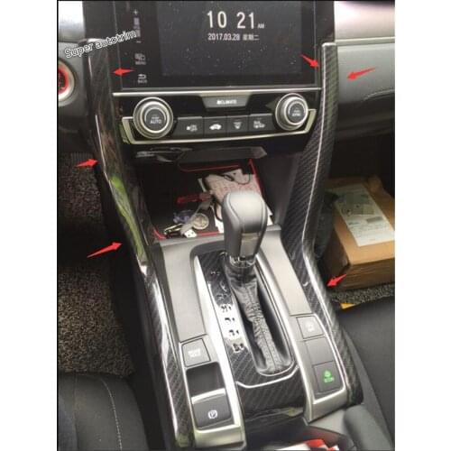 Lapetus Transmission Shift Gear Box Frame Cover Trim Fit For Honda Civic 2016 - 2020 ABS Accessories Interior Carbon Fiber Look