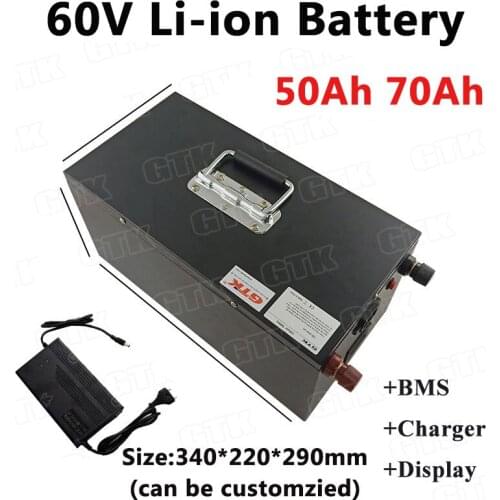 Lithium 60V 50Ah 70Ah li ion battery pack with BMS for 8000w scooter power supply motorcycle energy storage +5A charger