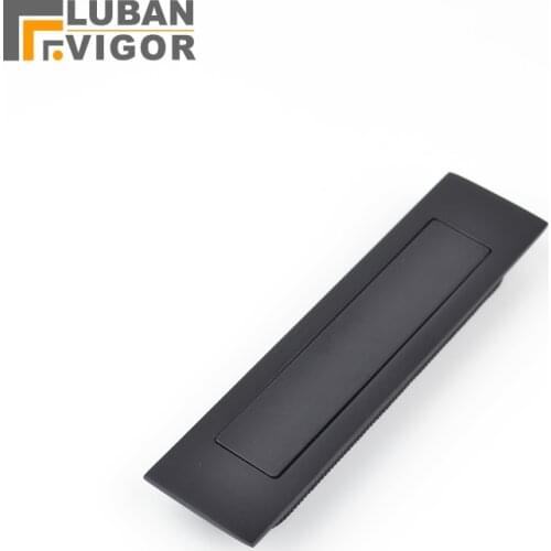 Matte Black Invisible, hidden Spring drawer handle Closet door Cupboard Sliding door handle Automatic closing dustproof,Hardware