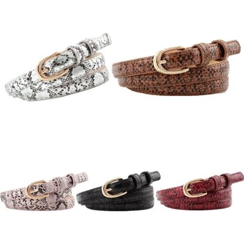 Fashion Classic Belt for Women Snake Skin Leather Waistband Skinny Pin Buckle Casual Chic Belt Handcrafted