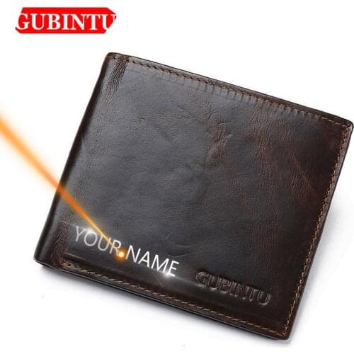 2020 Men Wallets Name Engraving Genuine Leather Short Wallet Card Holder Coin Pocket Business High Quality Fashion Purse For Men
