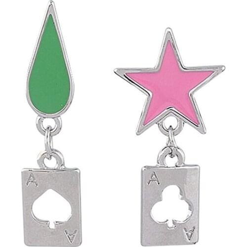 New 1Pair Anime Hisoka Cosplay Earrings Five-pointed Star Teardrop Trendy Dangle Earrings Jewelry Gift for Girlfriend