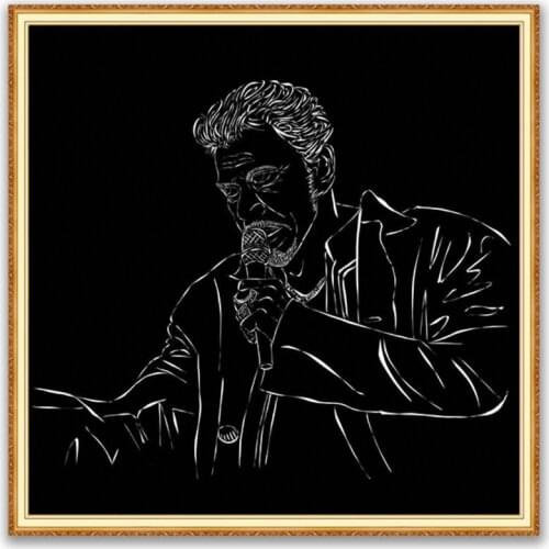 Johnny Hallyday Novelty DIY 11CT Embroidery Cross Stitch Kits Needlework Craft Set Cotton Thread Printed Canvas Home Decoration