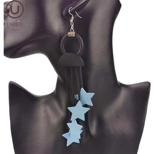 UKEBAY New Blue Star Drop Earrings For Women Boho Pendant Jewelry Fashion Handmade Earrings Gift Rubber Jewellery Tassel Earring