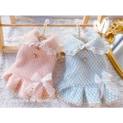 Handmade Dog Clothes Sweater Lining CamoFleece Light Soft Warm Coat Dress Winter Candy Color Pet Outfit Maltese Florida