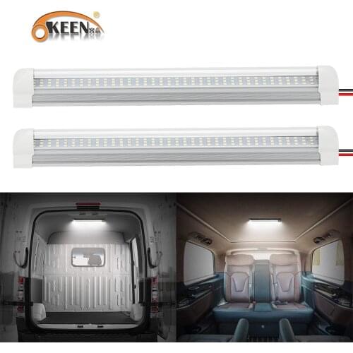 OKEEN 108 LED Car Interior White Strip Light Bar Car Interior Lamp with On/Off Switch Van Cabin Lorry Truck Camper Boat Camper
