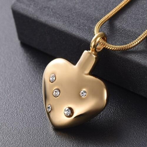 Memorial Keepsake for Women Girl Stainless Steel Cremation Jewelry Heart with Crystals Ash Pendant Urn Necklace
