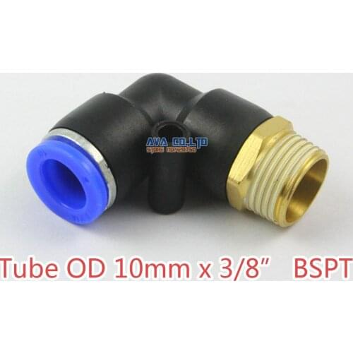 10 Pieces Tube OD 10mm x 3/8" BSPT Male Elbow Pneumatic Connector Push In To Connect Fitting One Touch Quick Release Air Fitting