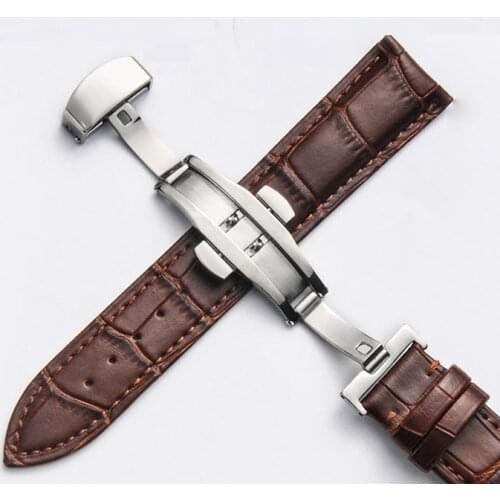 Genuine Leather Watchband With Butterfly Clasp Bands Croco Grain Bracelet for Pulseira Watch sized in 14 16 18 19 20 21 22 24 mm