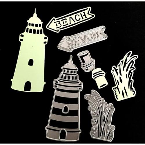 RLJLIVES 4Pcs Metal cutting dies lighthouse beach for Scrapbooking album home decoration embossing stencils cut dies