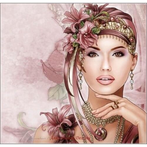 Counted Cross Stitch Kits Needlework Embroidery - Crafts 14 ct Aida DMC Color DIY Arts Handmade Home Decor - Art Deco Lady