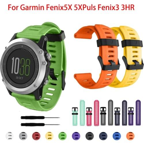 Colorful 26mm Outdoor Sport Silicone Wrist Strap Replacement Bracelet Wristband for Garmin Fenix 3 HR Watch Smart Accessories