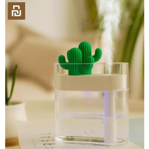Xiaomi 319 Clear Cactus Ultrasonic Air Humidifier 160ML Color Light USB Air Purifier Anion Mist Maker Water Atomizer