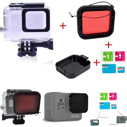 Accessories 45m Waterproof Housing Underwater Diving Case+Red Filter+Protector Film+Lens Cap Mount For Gopro Hero6 Hero 5
