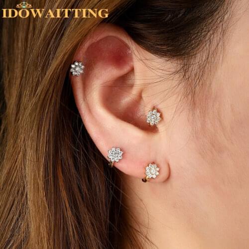 2021 New Arrival Rose Gold Color Flower Ear Cuff 100% 925 Sterling Silver No Piercing Delicate Lovely Women Gift Clip Earrings