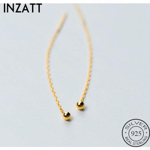 INZATT Real 925 Sterling Silver Minimalist Chain Tassel Drop Earrings For Women Cute Party Geometric Fine Jewelry Gift