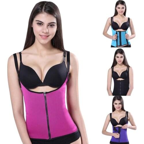 Body Abdomen Palace Corset Zipper Style Ladies Sweat Vest Slimming Body Sculpting Clothing Neoprene Rubber Waist Corset S-XXXL