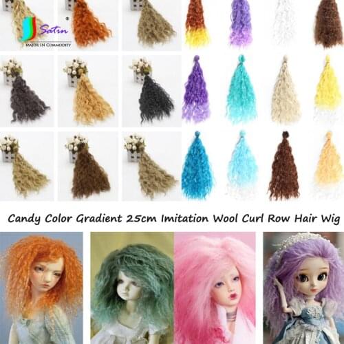 Candy Color Gradient 25cm Imitation Wool Curl Row Hair Wig Accessories Ob Bitsu Azone Doll Soft Hair Wig High Temperature Hair