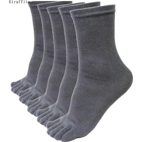 1 Pair Autumn Winter Warm Style Polyester-cotton Five Finger Pure Cotton Toe Sock 5 Colors For Men