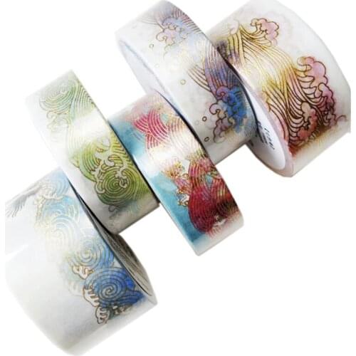 1Pc High-Grade Bronzing Wave Pattern Washi Tape Scrapbooking Decorative Adhesive Tapes Paper Stationery Sticker