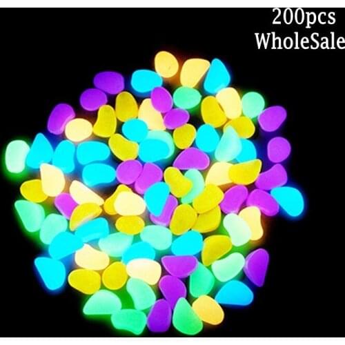 200 pcs Aquarium Decoration Luminous Color Pebbles Fish Tank Decorative Pebbles Home Garden Walkway Decor