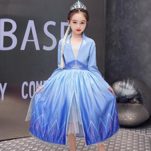Girl Anime Cartoon Ice Snow Princess Aisha Cosplay Dress Blue Print Holiday Party Costume Halloween Clothes Various Accessories