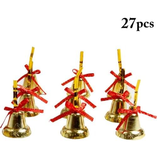 27pcs 3cm Mini Jingle Bells Gold Color Navidad Hanging Metal Bell Wedding Christmas Decoration Accessories Bells For Crafts