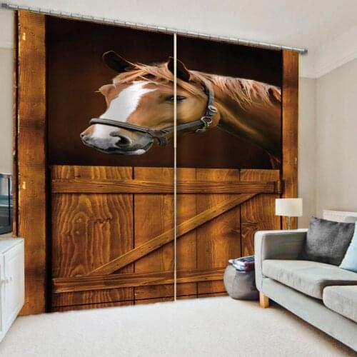 New Design 3D Curtain Blackout Horse Curtains For Living Room Bedroom Window Treatment Woodern Cortinas