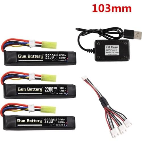 3S Water Gun Lipo Battery 11.1V 2200mAh 35C with Tamiya Plug for Mini Airsoft BB Air Pistol Electric Toys Gun RC Parts