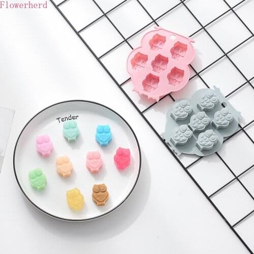 6-hole Cute Owl DIY Silicone Chocolate Mold Ice Tray Homemade Cake Baking Mold Handmade Soap Mold Candle Mold Fondant Tools
