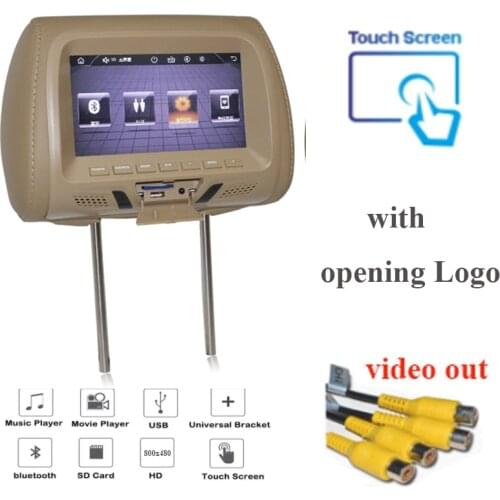 7inch touch screen headrest multimedia player with USB SD BLUETOOTH phone link earphone jack video out rear seat monitor mp5
