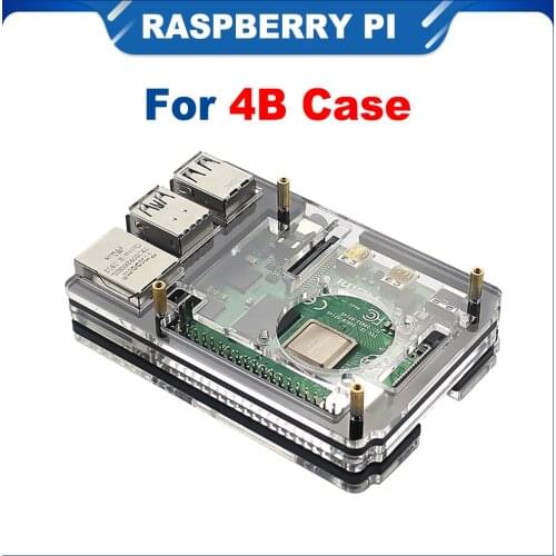 ITINIT R14 6 Layer Raspberry Pi 4 Acrylic Case Transparent Shell Support Blue LED Cooling Fan for Raspberry Pi 4 Case