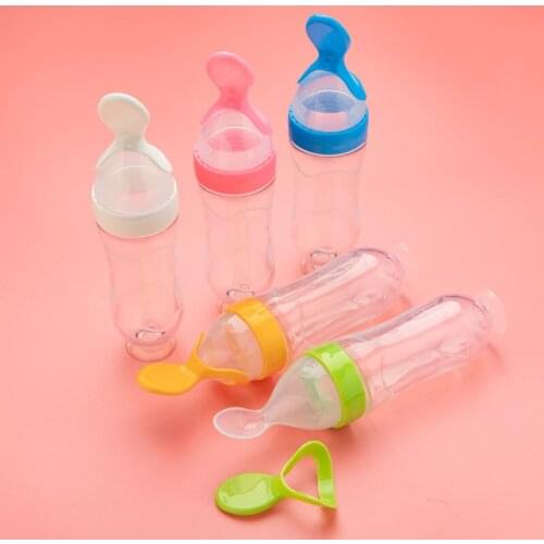 Newborn Baby Feeding Bottle Toddler Silicone Squeeze Feeding Spoon Milk Bottle Baby Training Feeder Food Supplement