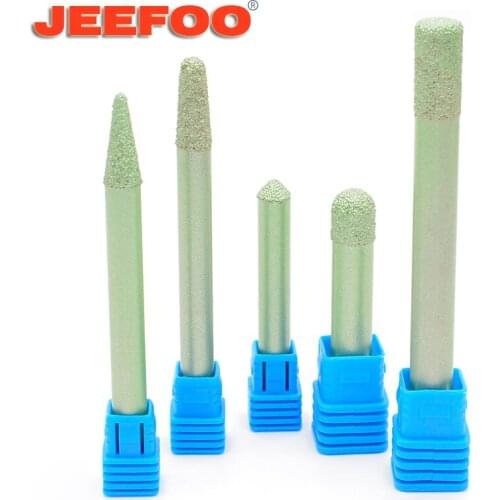 CNC Vaccum Brazed Diamond engraving bits router bits cylinder V sharp end mill marble granite natural stone 2pcs/lot