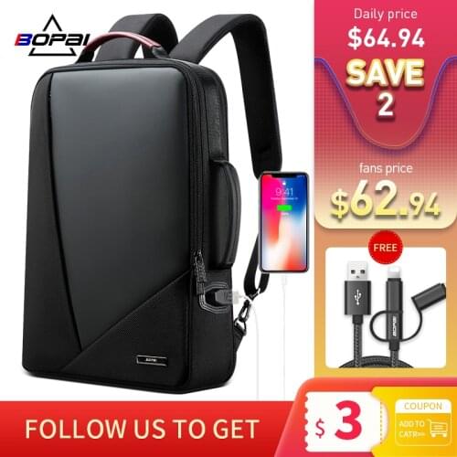 BOPAI Business Backpack Mens Usb Anti-Theft Computer Bag Increased Capacity 15.6 Inch Laptop Bagpack Women Elegant Waterproof