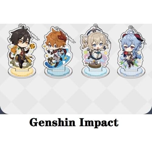 Game Genshin Impact Cosplay Diy Decoration Anime Project Acrylic Pendant Zhongli Tartaglia Ganyu Barbara Cartoon Keychain Statue