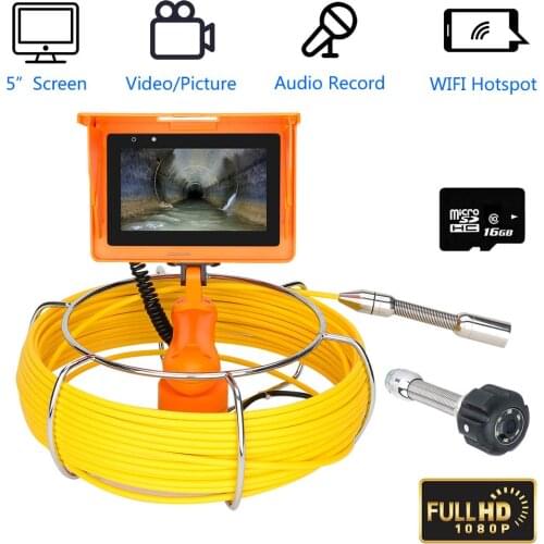 5 inch Wifi Handheld DVR Recording Pipe Drain Sewer Duct Inspection Camera 23mm HD 1080P Waterproof Industrial Endoscope Camera