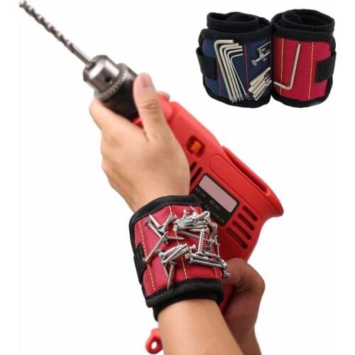 Pocket Super Magnet Wristband Tool Adjustable Tool Wrist Bands for Screws Nails Nuts Bolts Hand free Drill Bit tools Holder