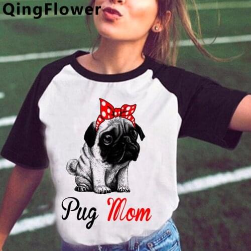 Kawaii Pug Mom Harajuku Funny Cartoon T-shirt Women Ullzang Cute Dog Anime Tshirt Graphic Fashion T Shirt Casual Top Tees Female