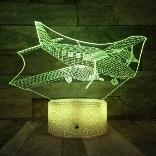 Cool 3D Airplane Night Lights for Kids with Remote Control/Touch Switch LED 7 Colors Changing Jet Desk Table Lamp Gift for Boy