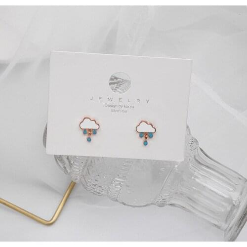 Korean Cartoon Small Fresh Cloud Raindrop Earrings Fun Girl Small Creative Cute Funny Earrings Girl Jewelry Gift Wholesale