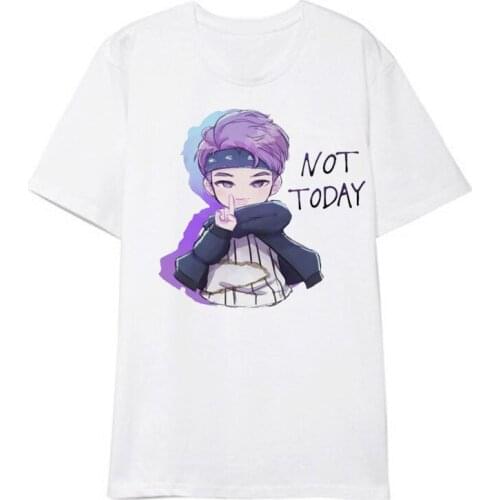 Kpop Bangtan Cartoon T-shirt J-HOPE Pink Cotton Print whire Tshirt short sleeve Loose clothes k-pop bnagtan boys T-shirt