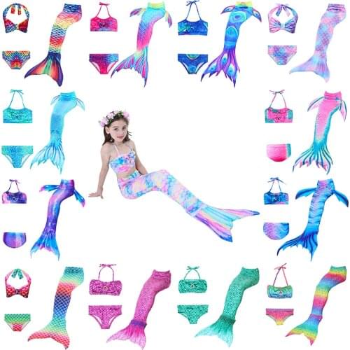 Girls Mermaid Swimsuit Kids Bikini Fancy Dress Children Swim and Hot Springs Costume Summer Clothes Beach Playing Game Clothing
